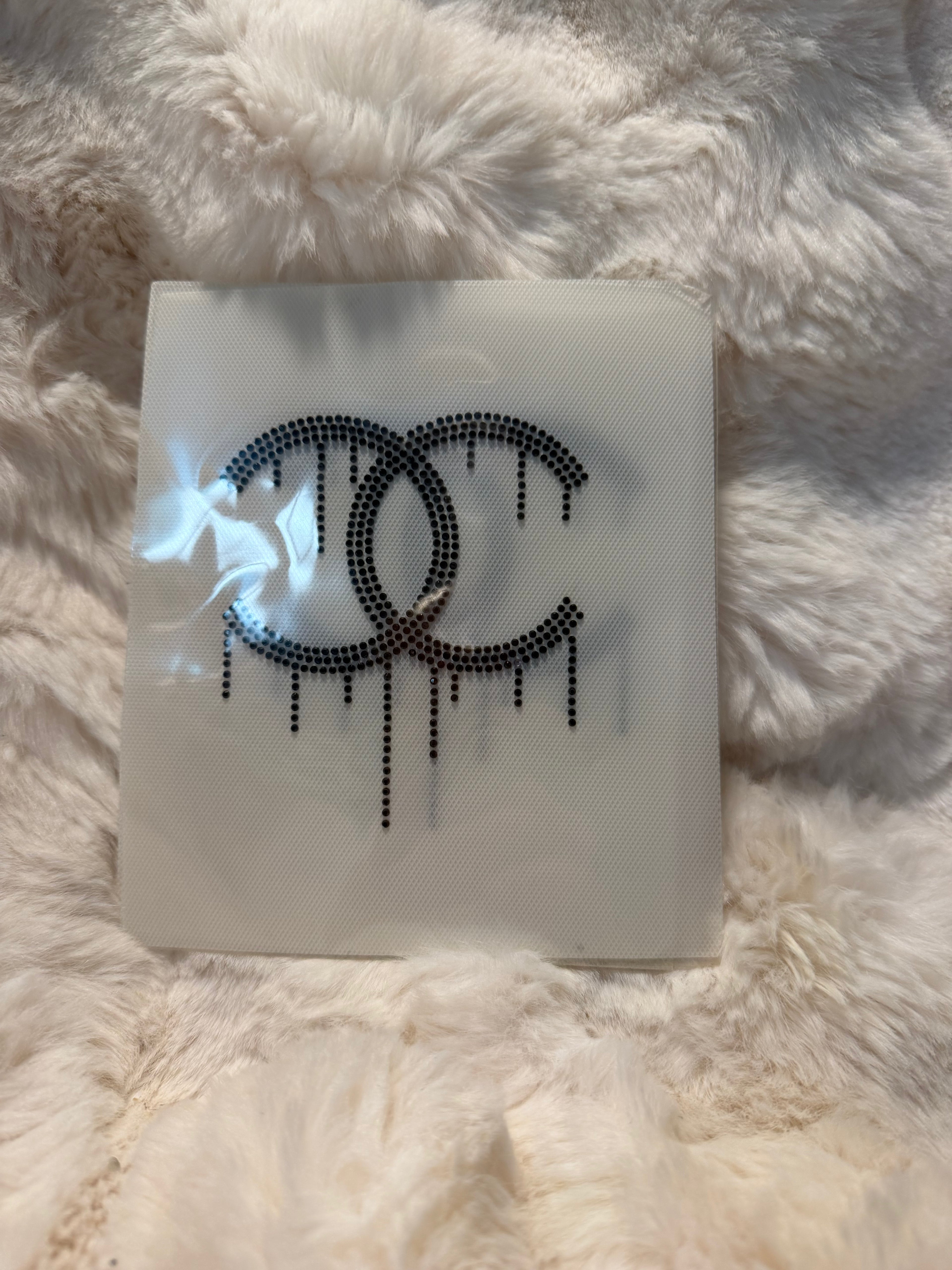 Jet Black Dripping Cs Crystal Iron On Transfer