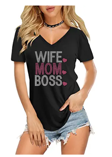 WIFE 💖 MOM 💖 BOSS 💖 Crystal Iron On Transfer