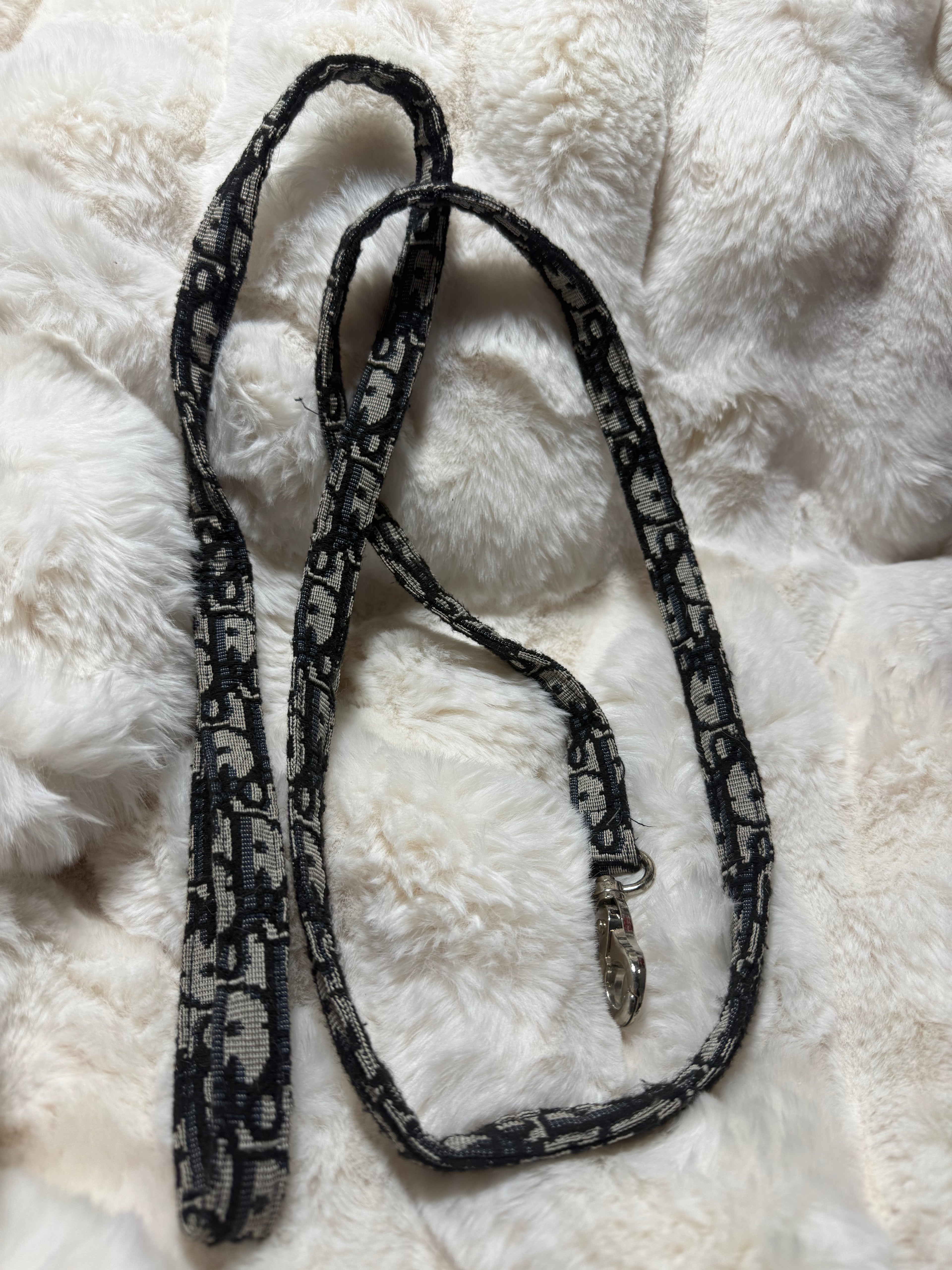 Christian Dior Oblique Dog Leash Black Beige | Designer Pet