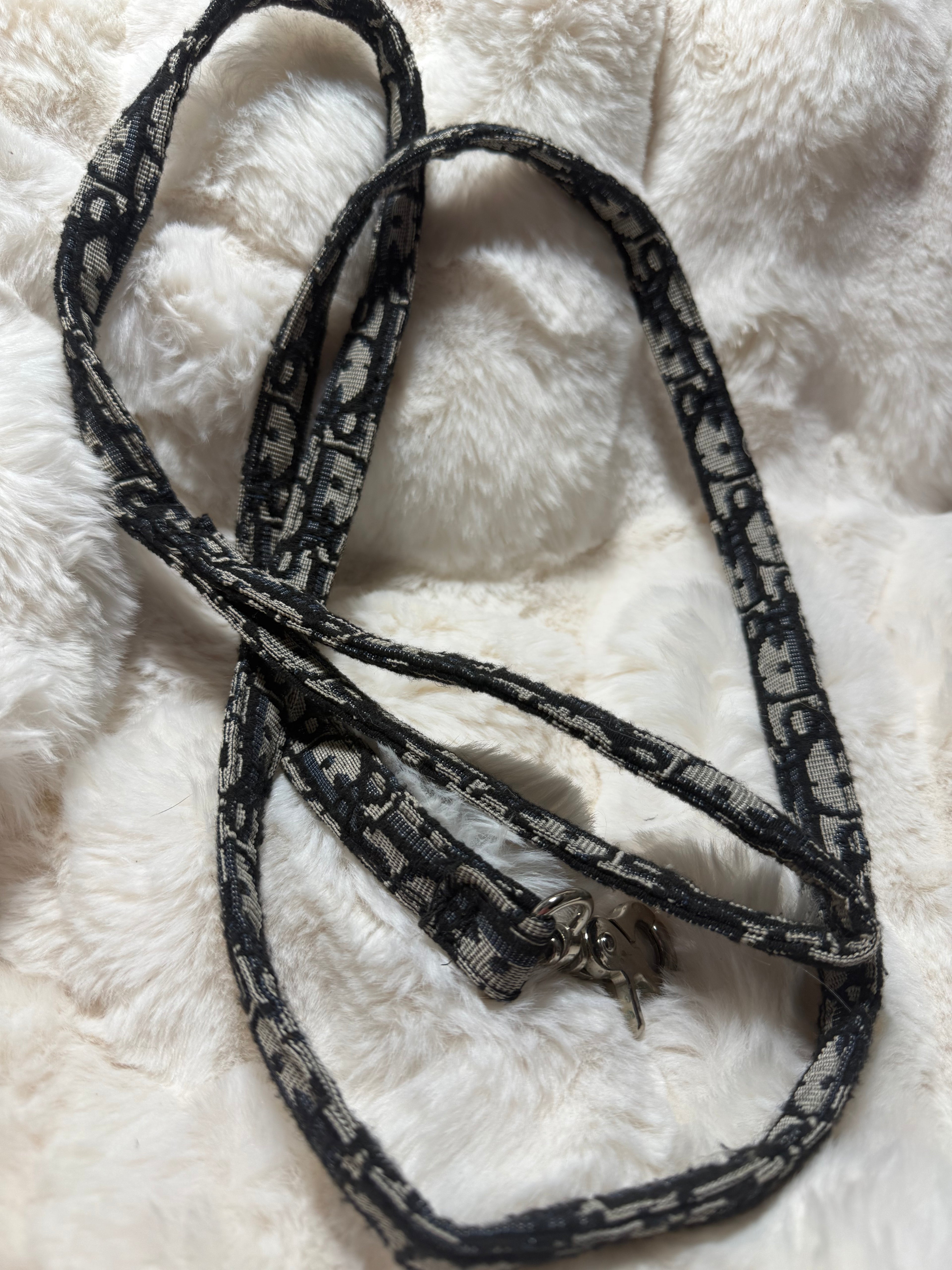 Christian Dior Oblique Dog Leash Black Beige | Designer Pet