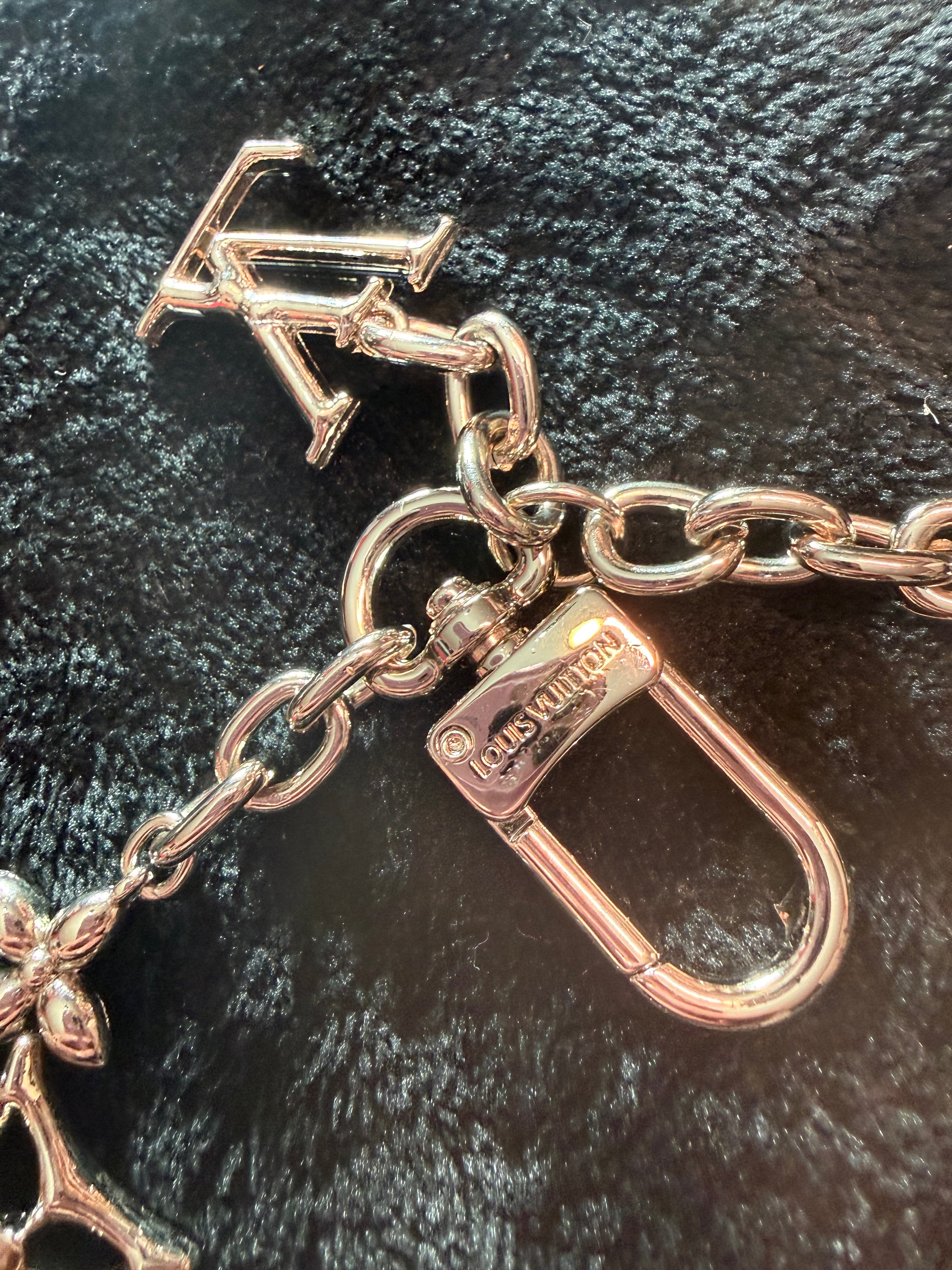 LV Silver Purse Charm Key Ring Long Silver