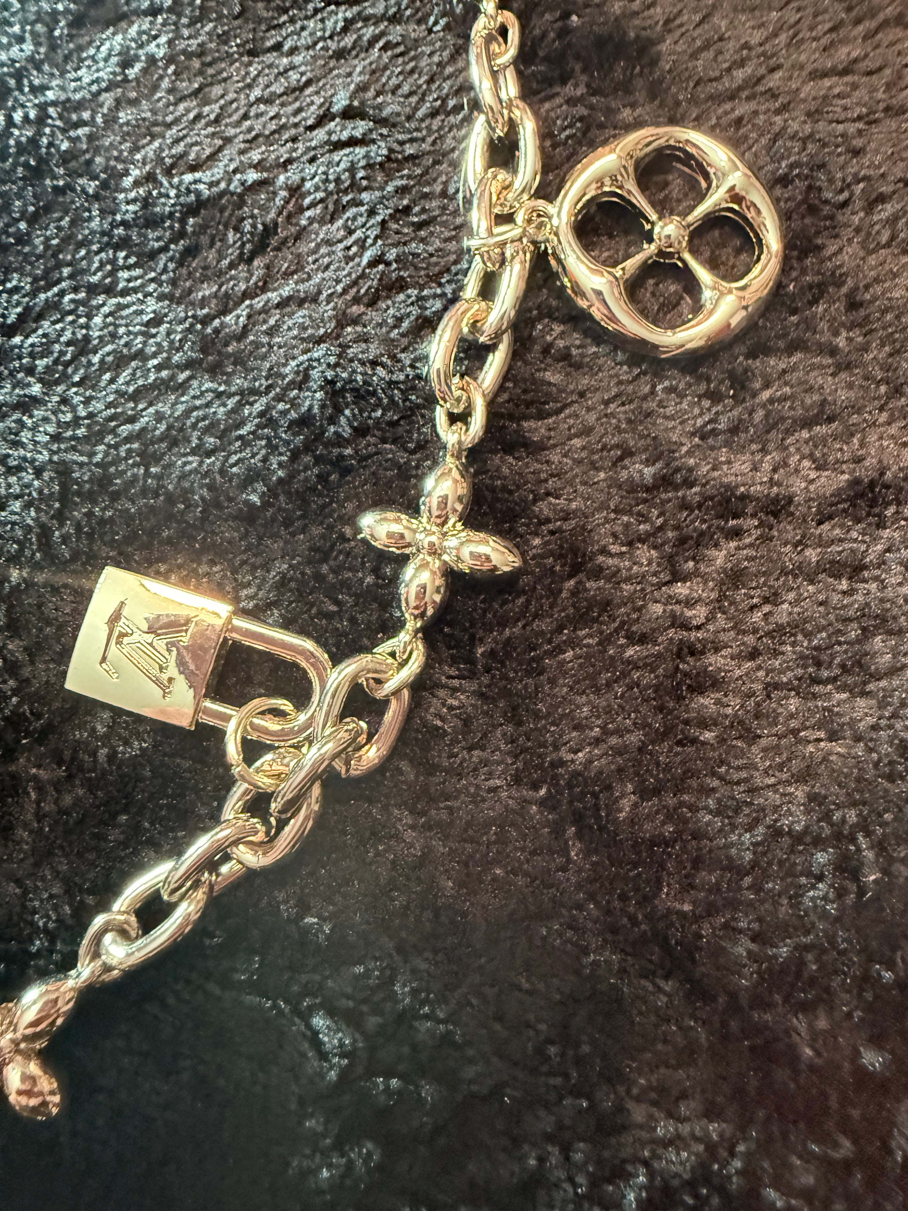 LV Silver Purse Charm Key Ring Long Silver