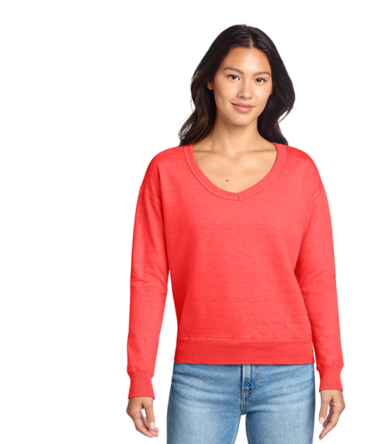 Port & Co™ Women's Beach Wash® Garment-Dyed V-Neck Sweatshirt. LPC098V 3X