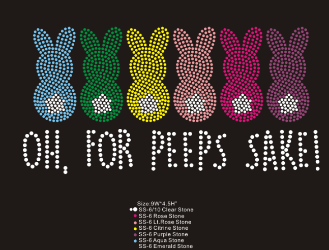 Peeps Crystal Iron On Transfer EASTER RHINESTONE BUNNIES